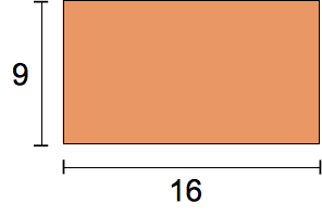 Un rectangle de neuf unités de haut et seize unités de large