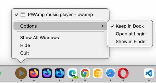 PWA icon in the doc on macOS